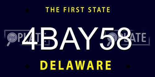 4BAY58 Delaware License Plate