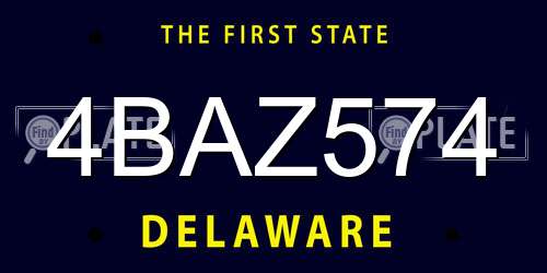 4BAZ574 Delaware License Plate