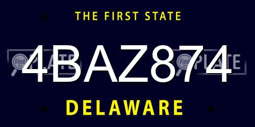 4BAZ874 Delaware License Plate