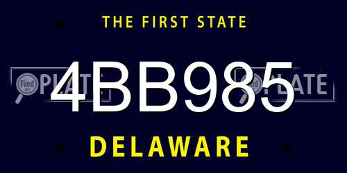 4BB985 Delaware License Plate
