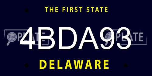 4BDA93 Delaware License Plate
