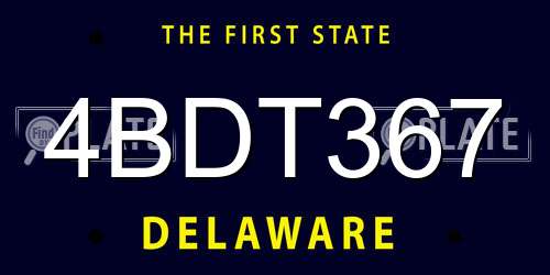 4BDT367 Delaware License Plate