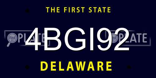 4BGI92 Delaware License Plate