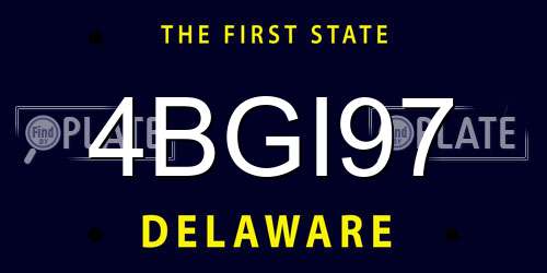 4BGI97 Delaware License Plate