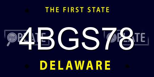4BGS78 Delaware License Plate