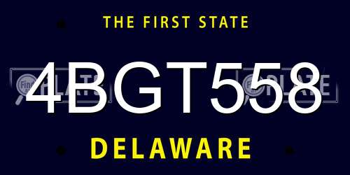4BGT558 Delaware License Plate
