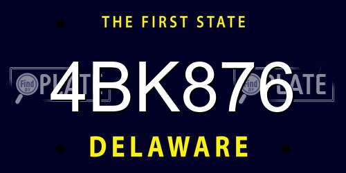 4BK876 Delaware License Plate
