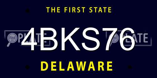 4BKS76 Delaware License Plate