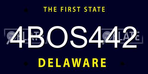 4BOS442 Delaware License Plate