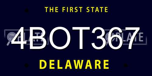 4BOT367 Delaware License Plate