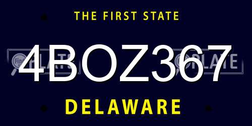 4BOZ367 Delaware License Plate