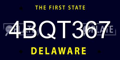 4BQT367 Delaware License Plate