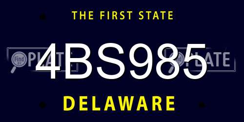 4BS985 Delaware License Plate
