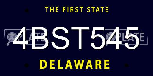 4BST545 Delaware License Plate