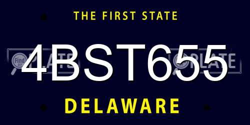 4BST655 Delaware License Plate