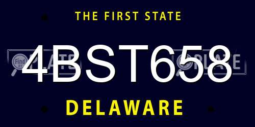 4BST658 Delaware License Plate