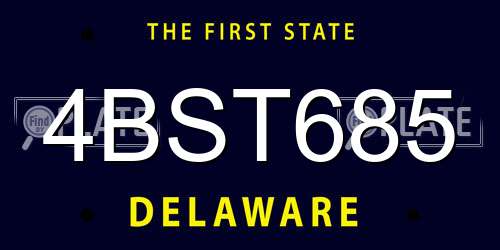 4BST685 Delaware License Plate