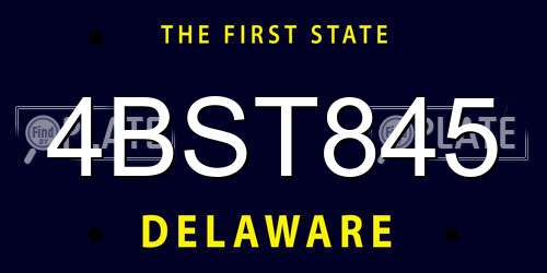4BST845 Delaware License Plate