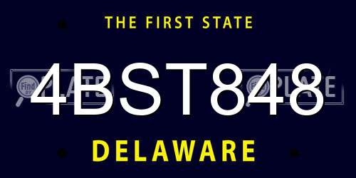 4BST848 Delaware License Plate