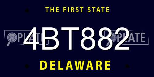 4BT882 Delaware License Plate