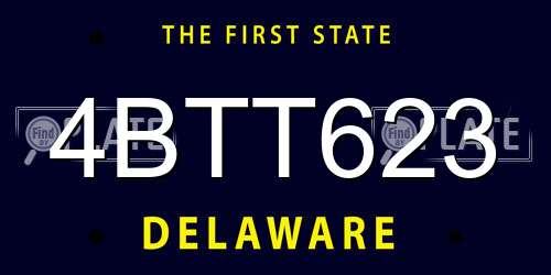 4BTT623 Delaware License Plate