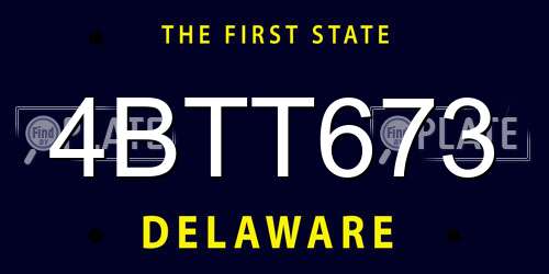 4BTT673 Delaware License Plate