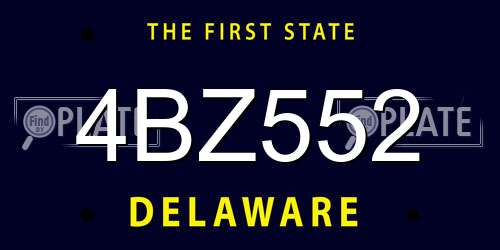 4BZ552 Delaware License Plate