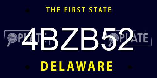 4BZB52 Delaware License Plate