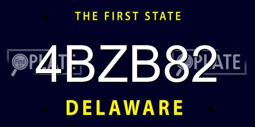 4BZB82 Delaware License Plate