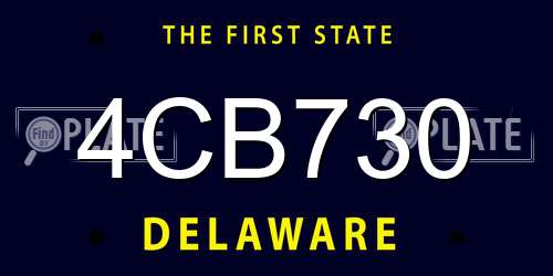 4CB730 Delaware License Plate