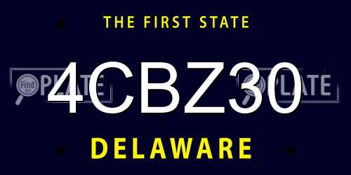 4CBZ30 Delaware License Plate
