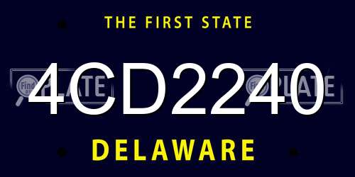 4CD2240 Delaware License Plate