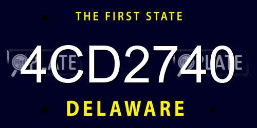 4CD2740 Delaware License Plate