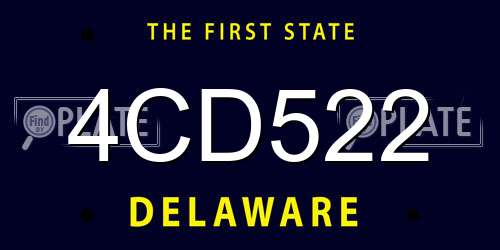 4CD522 Delaware License Plate
