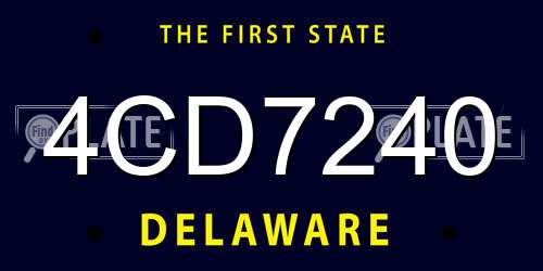 4CD7240 Delaware License Plate
