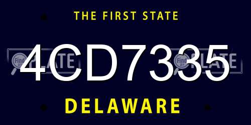4CD7335 Delaware License Plate