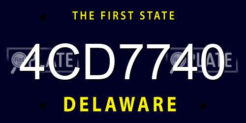 4CD7740 Delaware License Plate