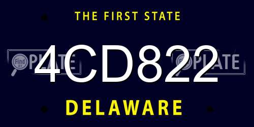 4CD822 Delaware License Plate