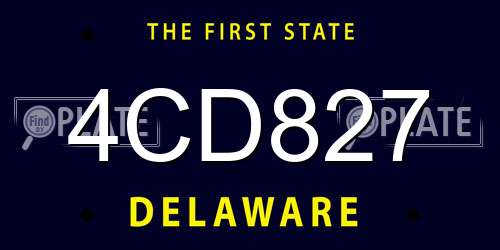 4CD827 Delaware License Plate