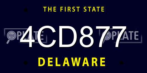 4CD877 Delaware License Plate