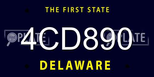 4CD890 Delaware License Plate