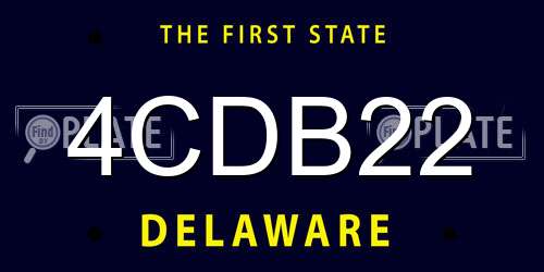 4CDB22 Delaware License Plate