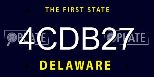 4CDB27 Delaware License Plate