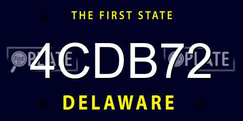 4CDB72 Delaware License Plate