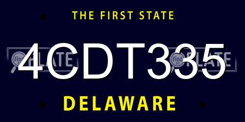 4CDT335 Delaware License Plate