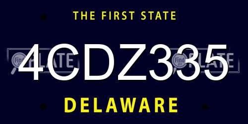4CDZ335 Delaware License Plate