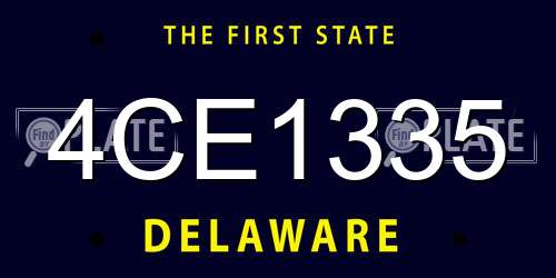 4CE1335 Delaware License Plate