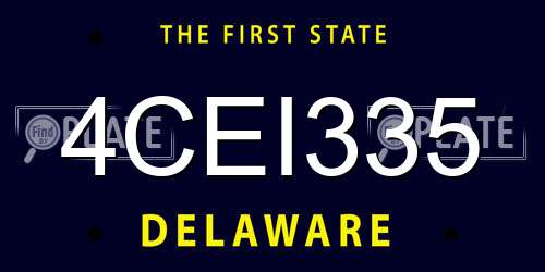 4CEI335 Delaware License Plate