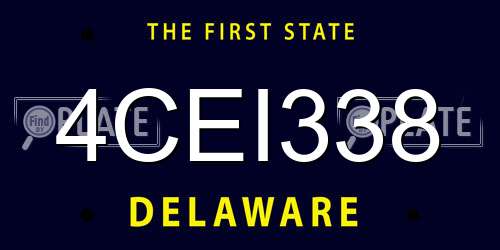 4CEI338 Delaware License Plate