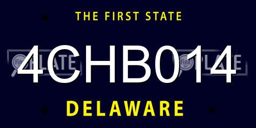 4CHB014 Delaware License Plate